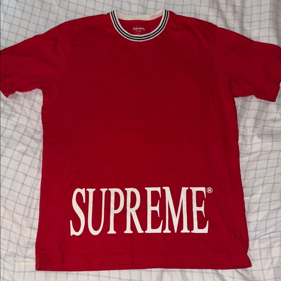 Supreme Striped Ribbed Red Tee - Picture 1 of 3